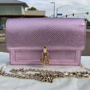 Christian Dior My Dior Daily Chain Pouch Purple Metallic Lizard Bag